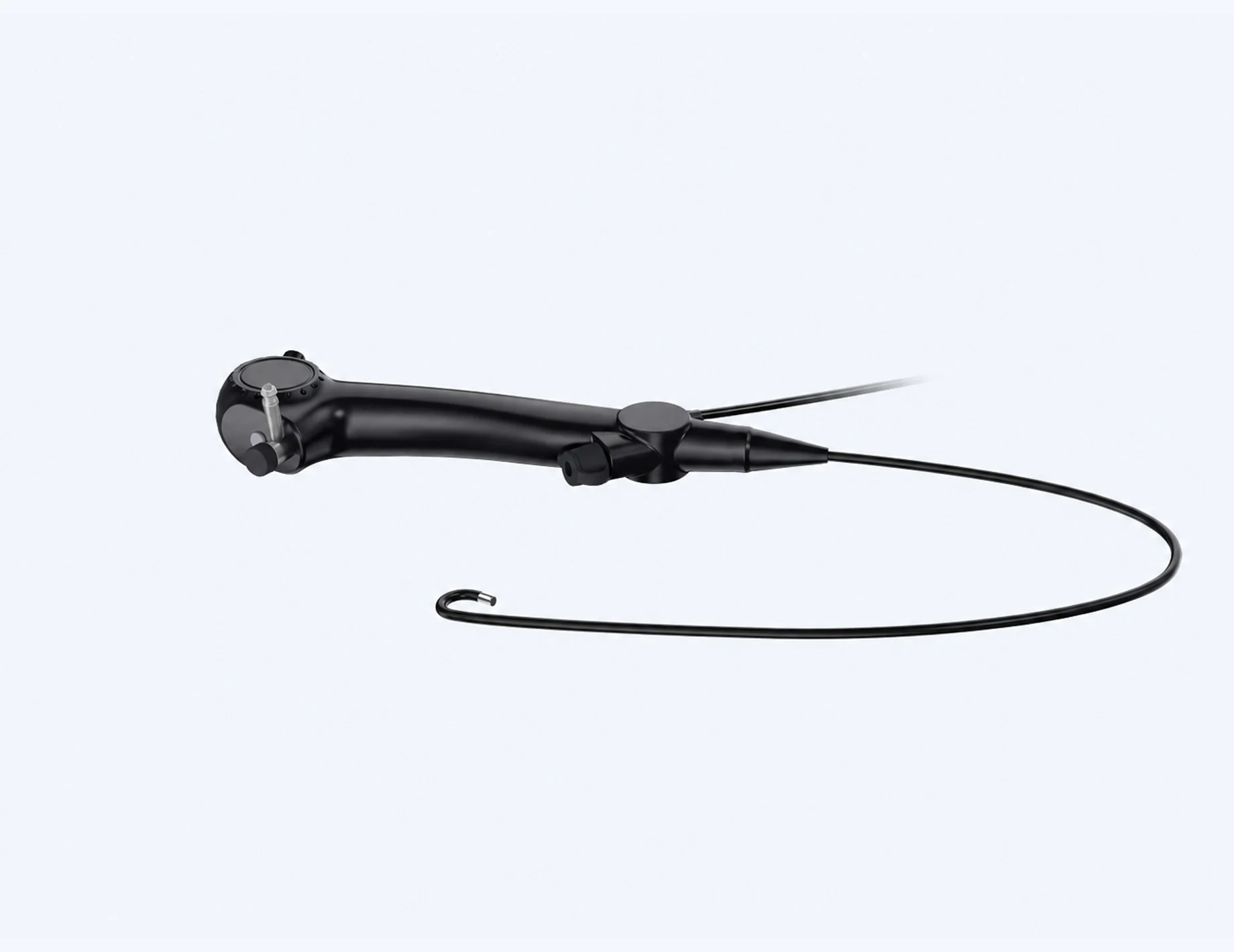 Lumivet flexible endoscope platform with complete handle and curved insertion tube