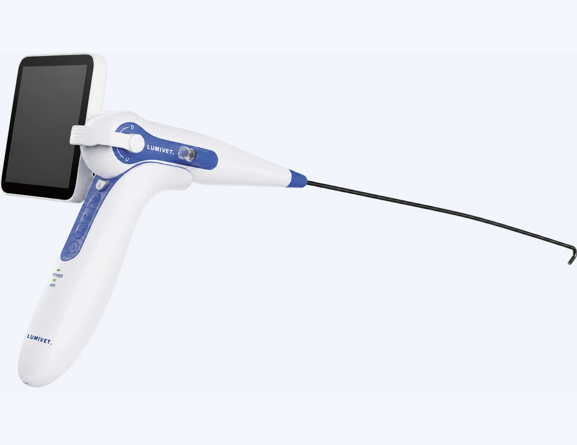Lumivet all-in-one veterinary endoscope with integrated display and flexible scope