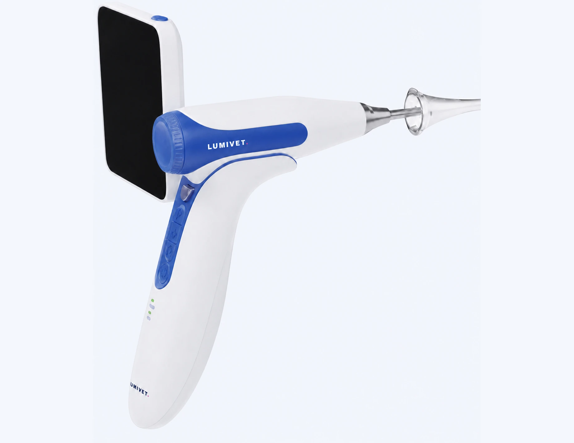 Lumivet all-in-one veterinary endoscope with integrated display and rigid scope