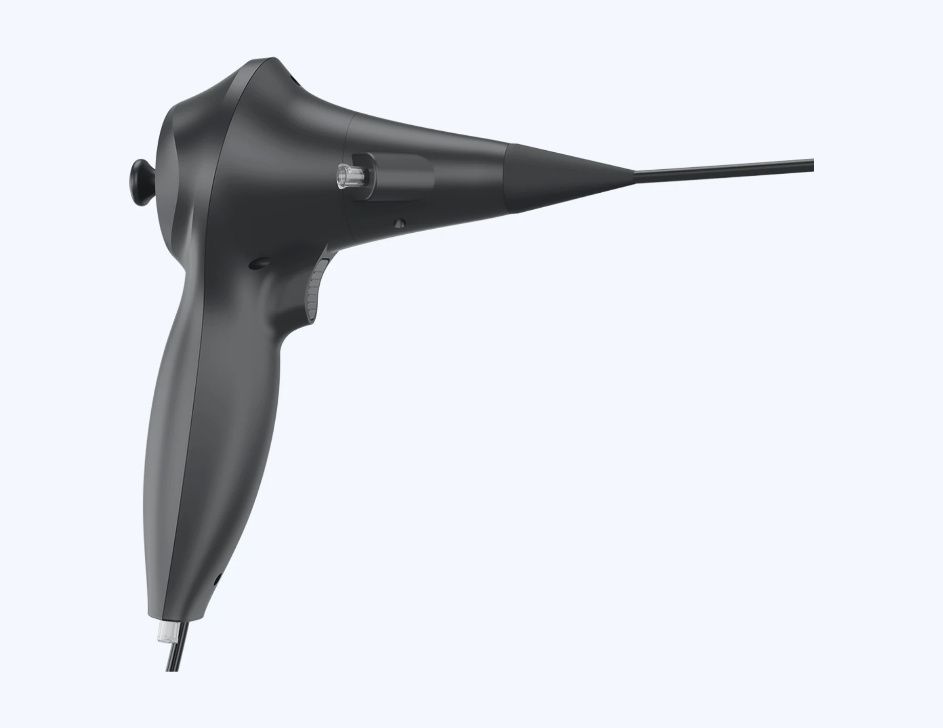 Lumivet veterinary gastroscope handle and insertion tube, angled view