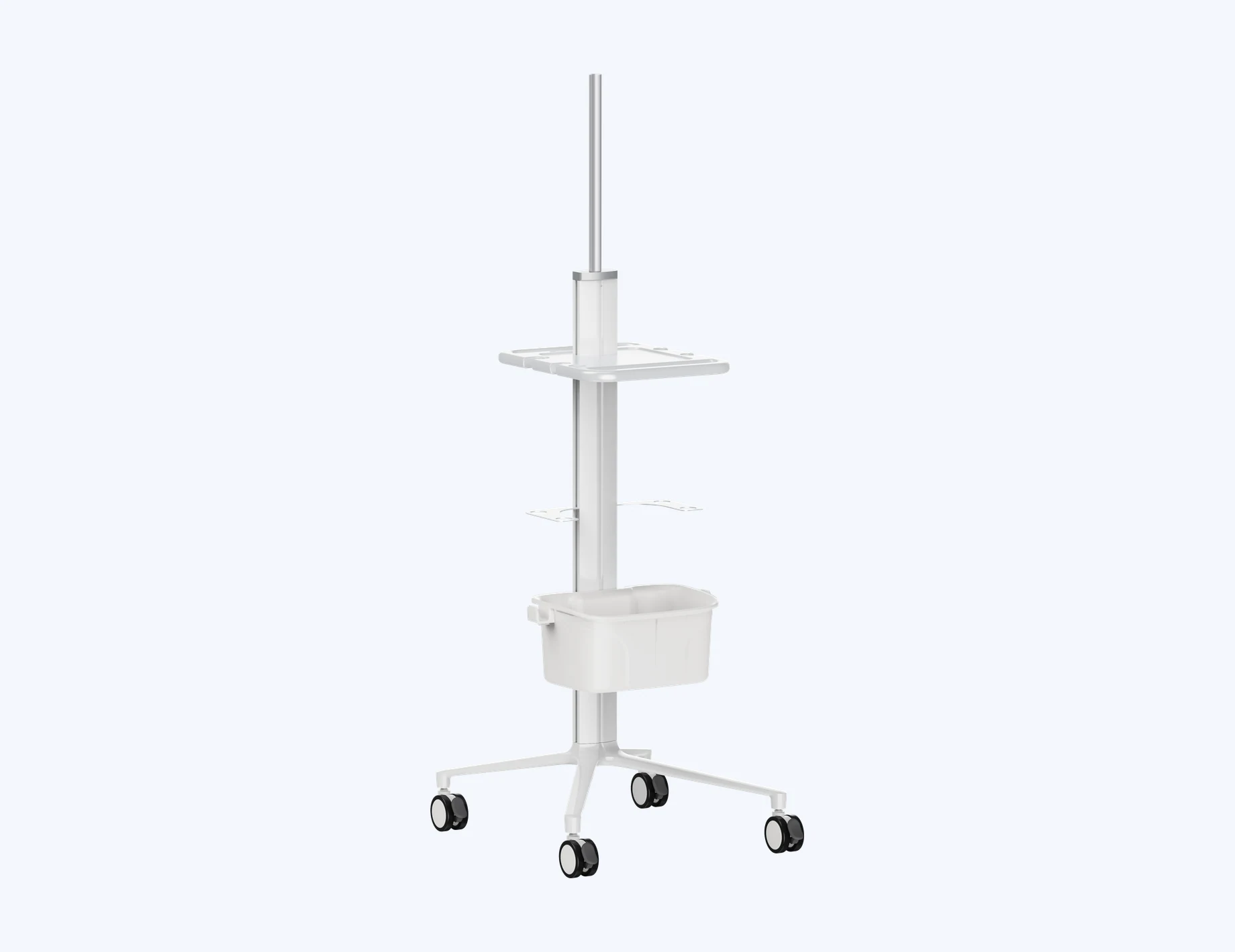 Lumivet mobile veterinary endoscopy trolley with equipment shelves and storage basket
