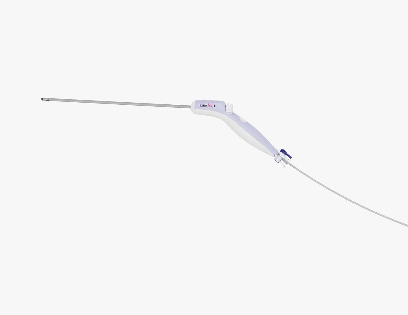 Side view of the veterinary rigid laparoscope with its handpiece and straight shaft